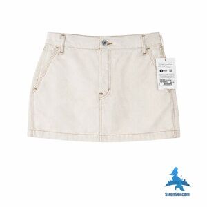 1230 NWT Etica Sheldon Mini Skirt Button Fly - Size 27 - Cream (Parchment)